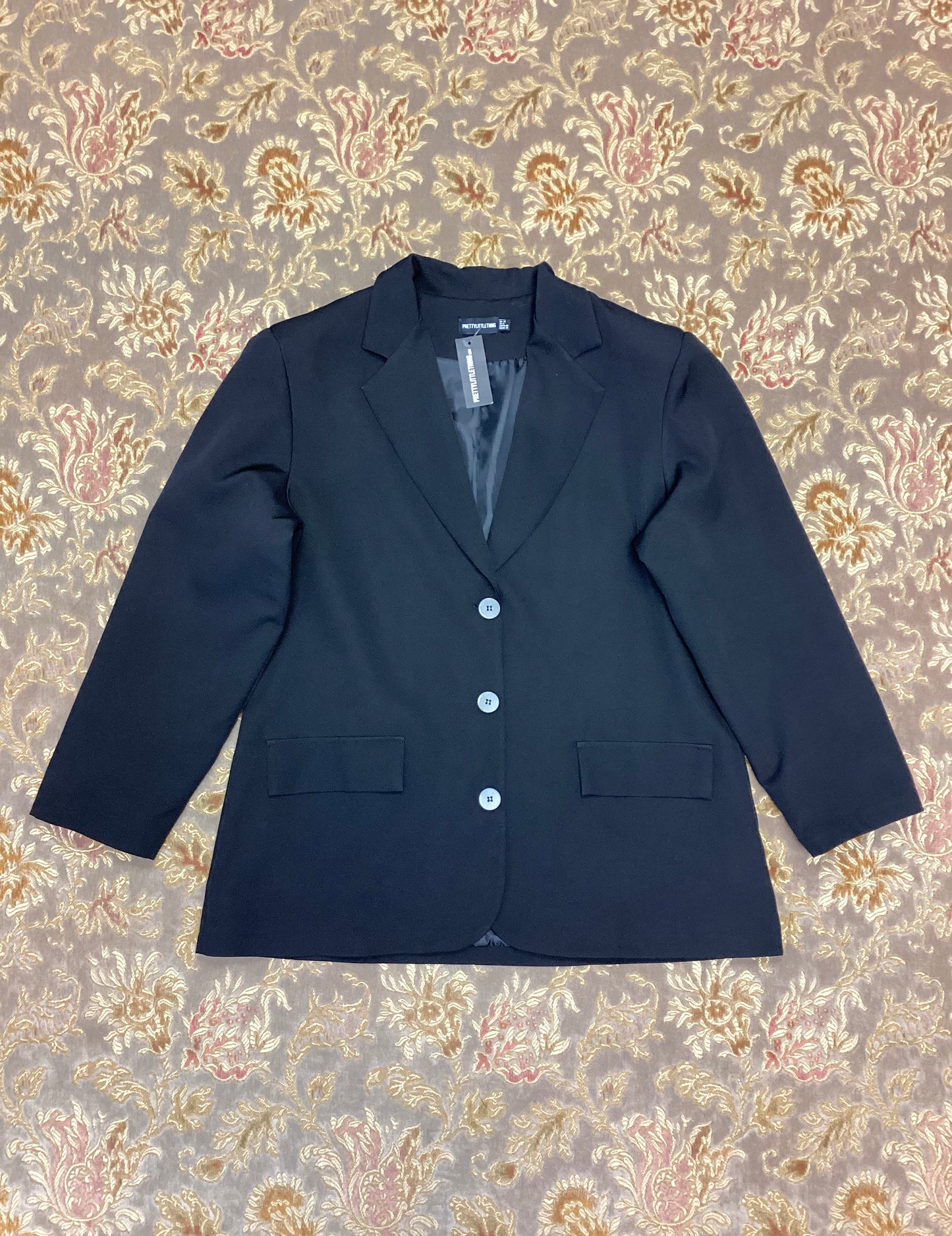 BNWT Pretty Little Thing Black Oversized Blazer Size 12 RRP £36