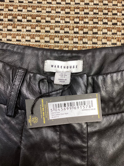 BNWT Warehouse Black Leather Shorts Size 12