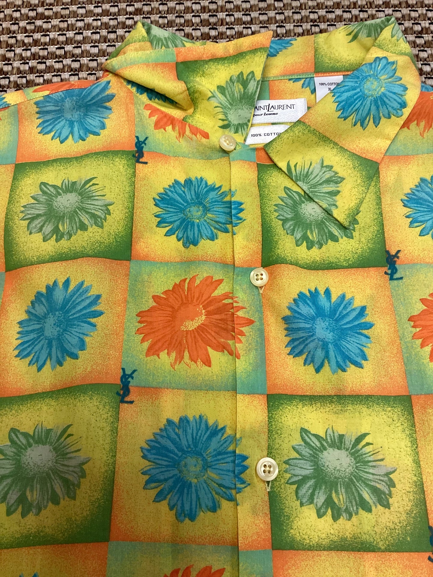 Vintage Yves Saint Laurent (YSL) Yellow Cotton Shirt Size XL