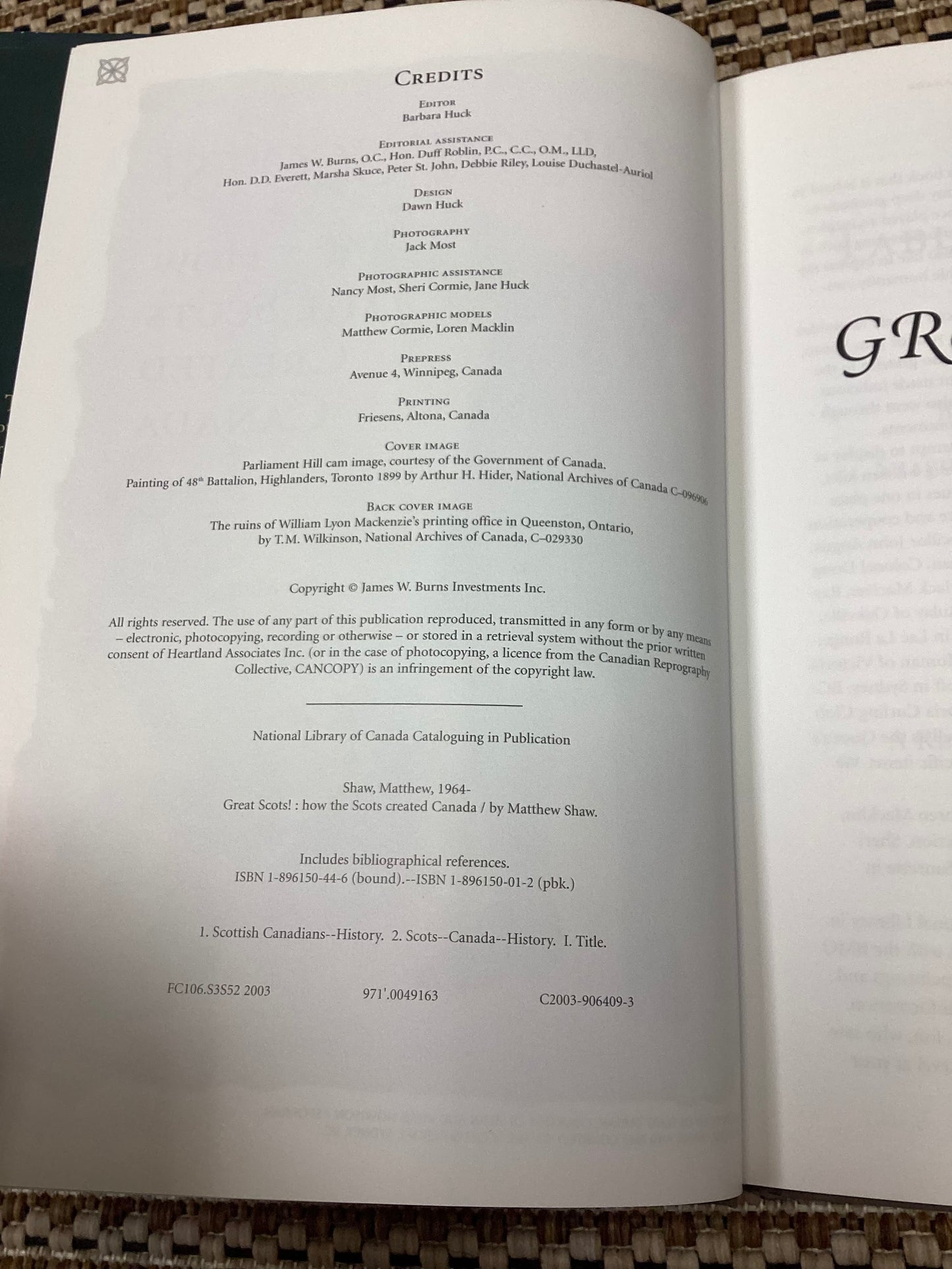 Great Scots: How the Scots created Canada by Matthew Shaw (2003)