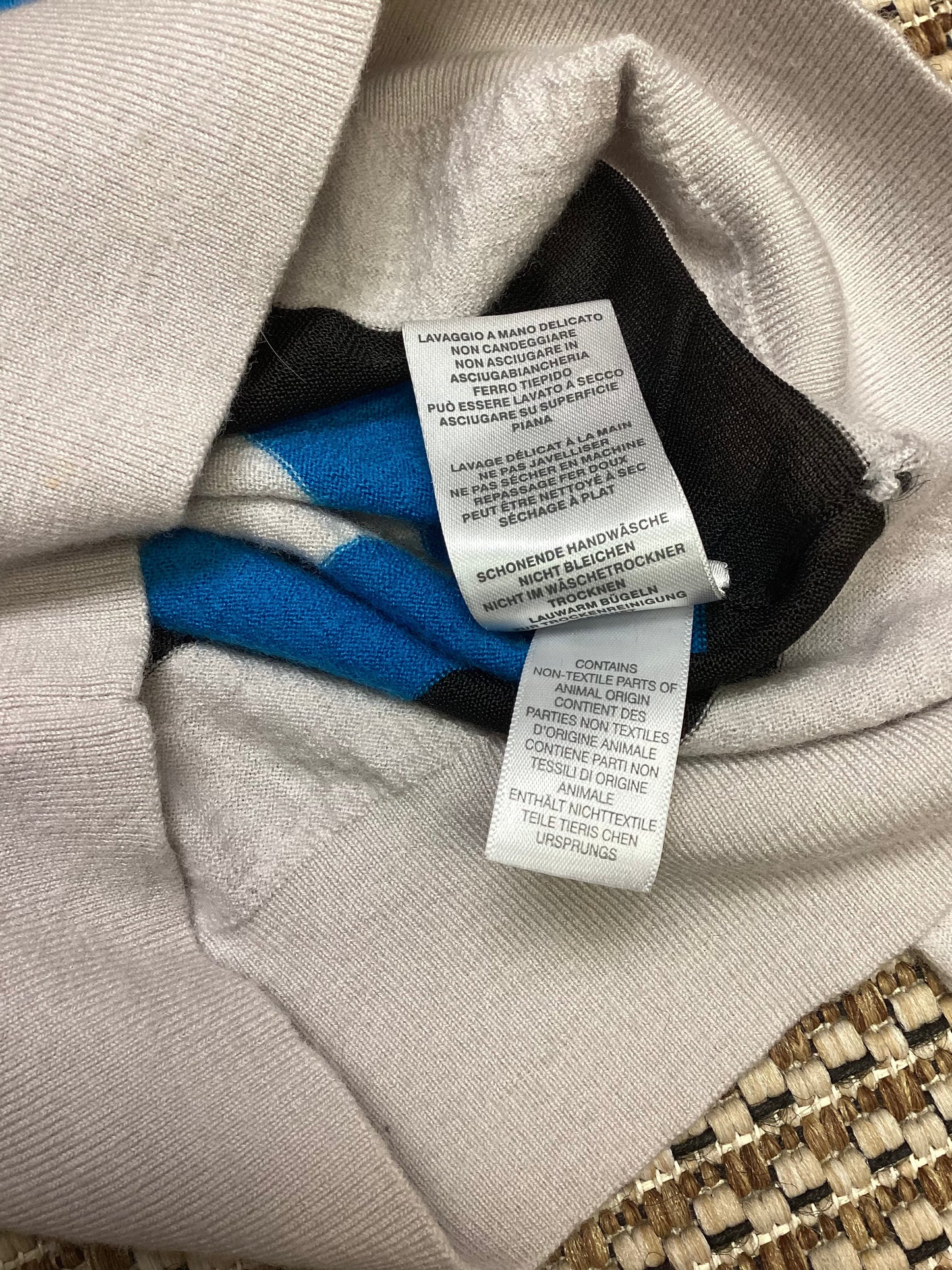 Paul Smith Blue & Grey Striped Merino Wool Cardigan Size S