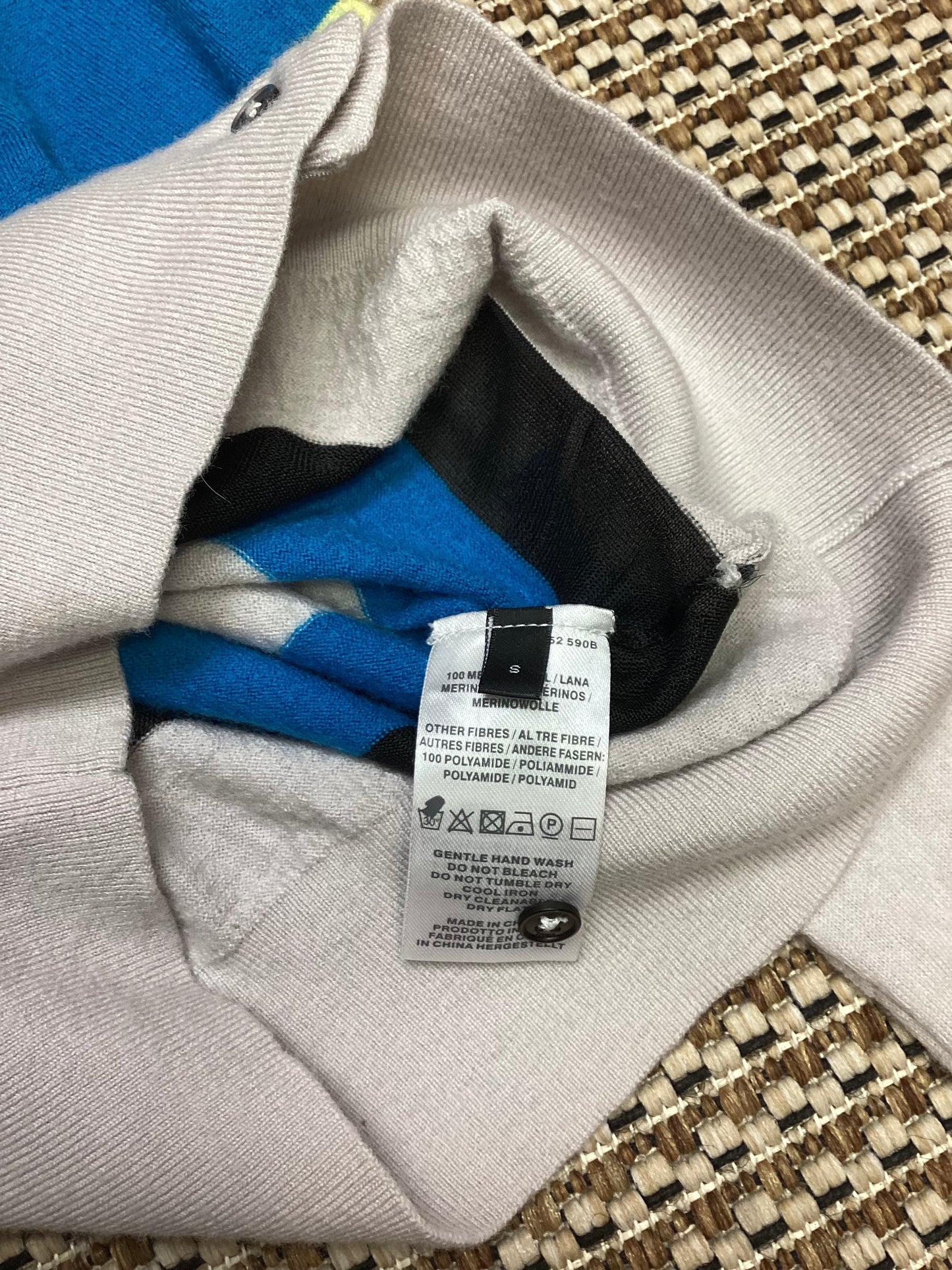 Paul Smith Blue & Grey Striped Merino Wool Cardigan Size S