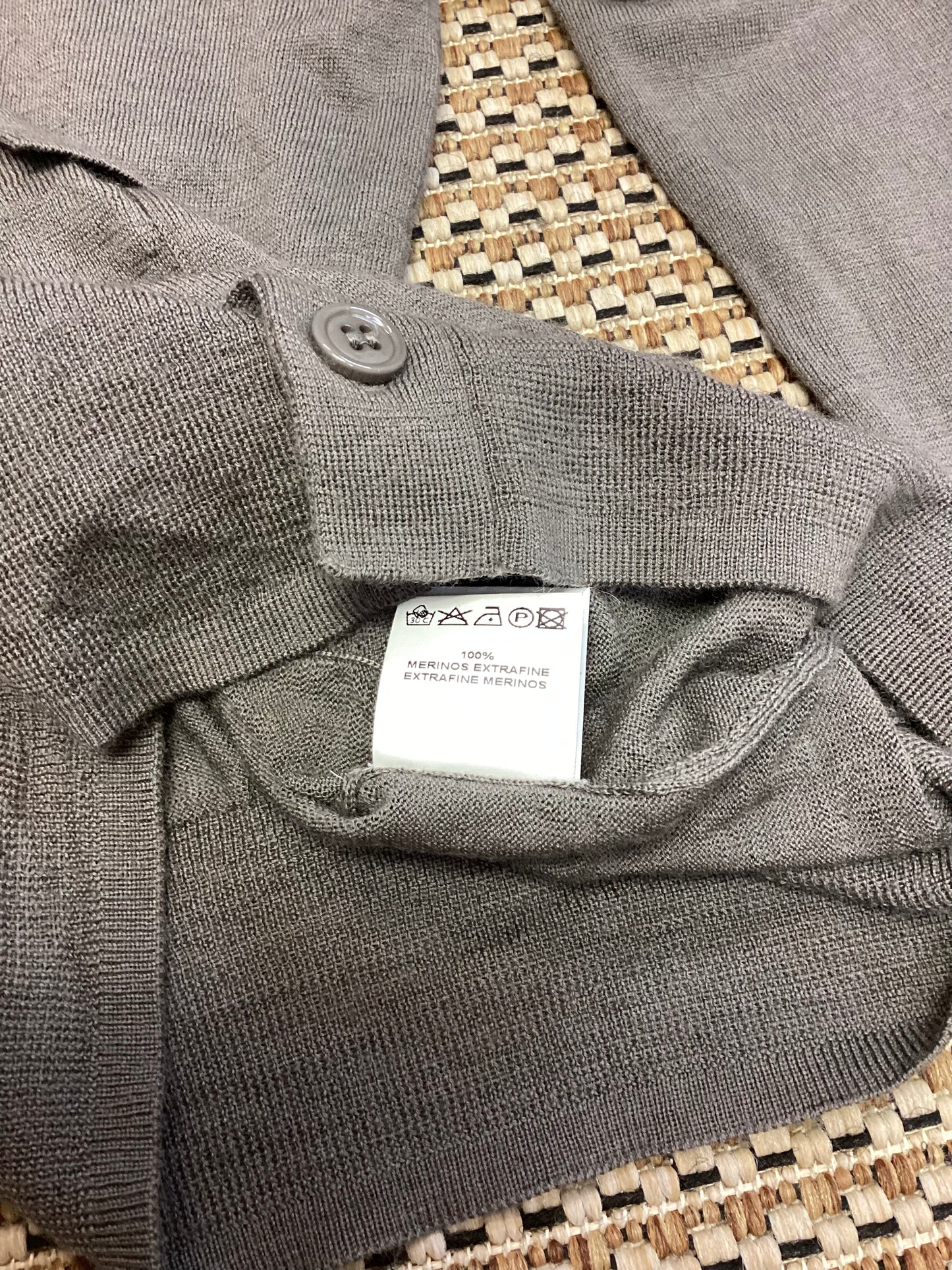 Paolo Pecora Milano Taupe Brown Merino Wool Cardigan Size S