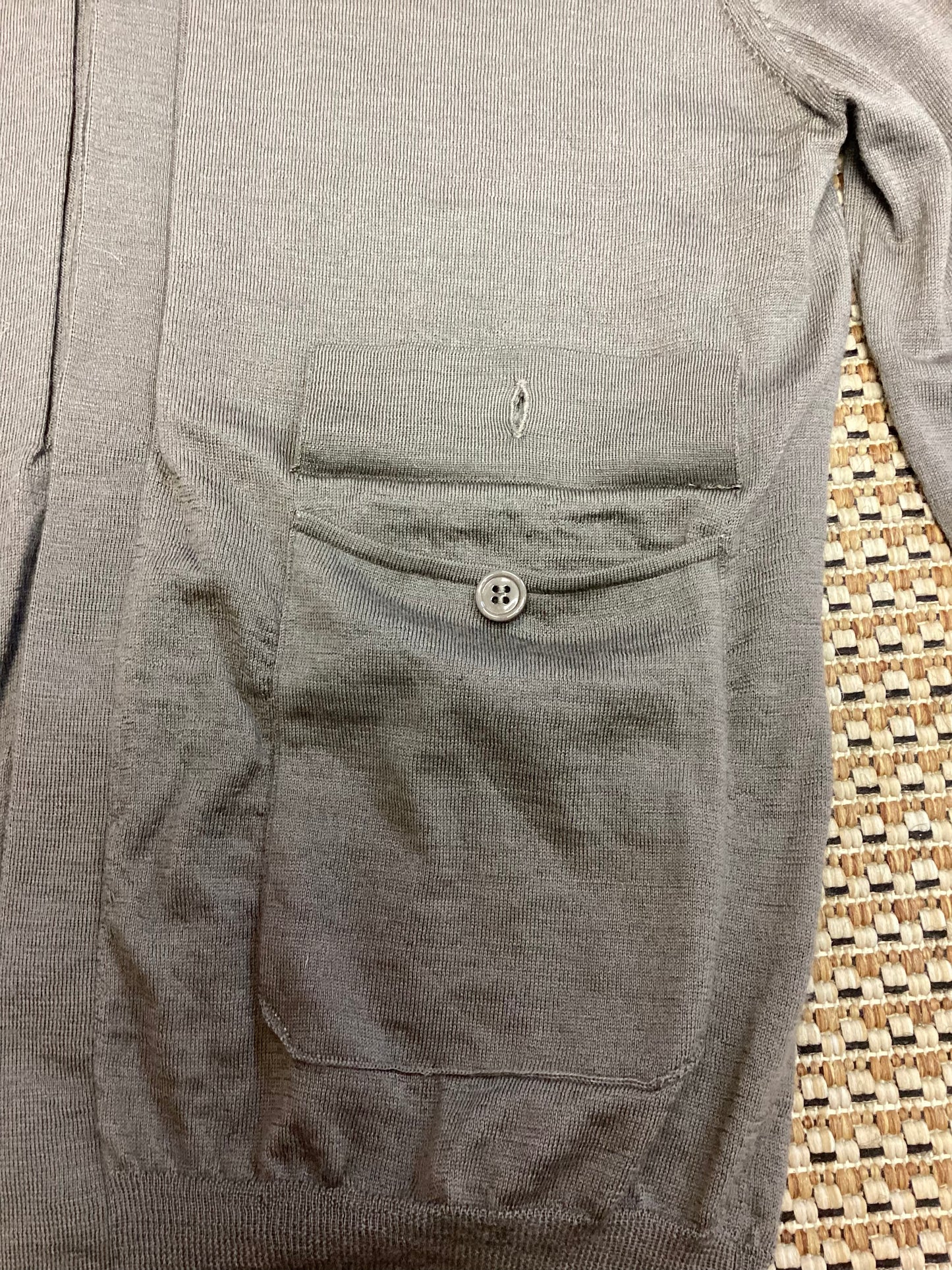 Paolo Pecora Milano Taupe Brown Merino Wool Cardigan Size S