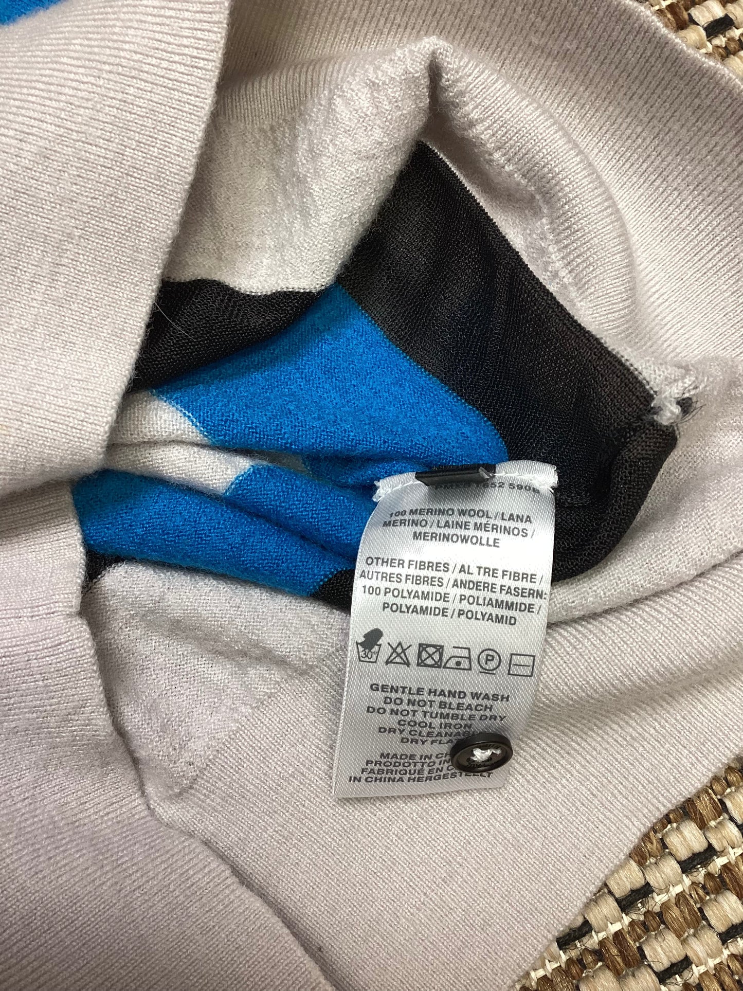 Paul Smith Blue & Grey Striped Merino Wool Cardigan Size S