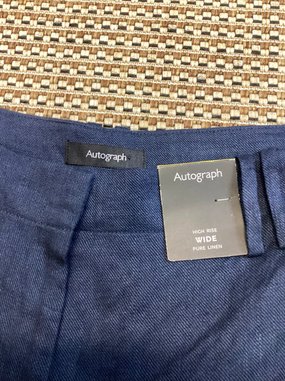 BNWT Autograph Navy Blue Linen Trousers Size 16