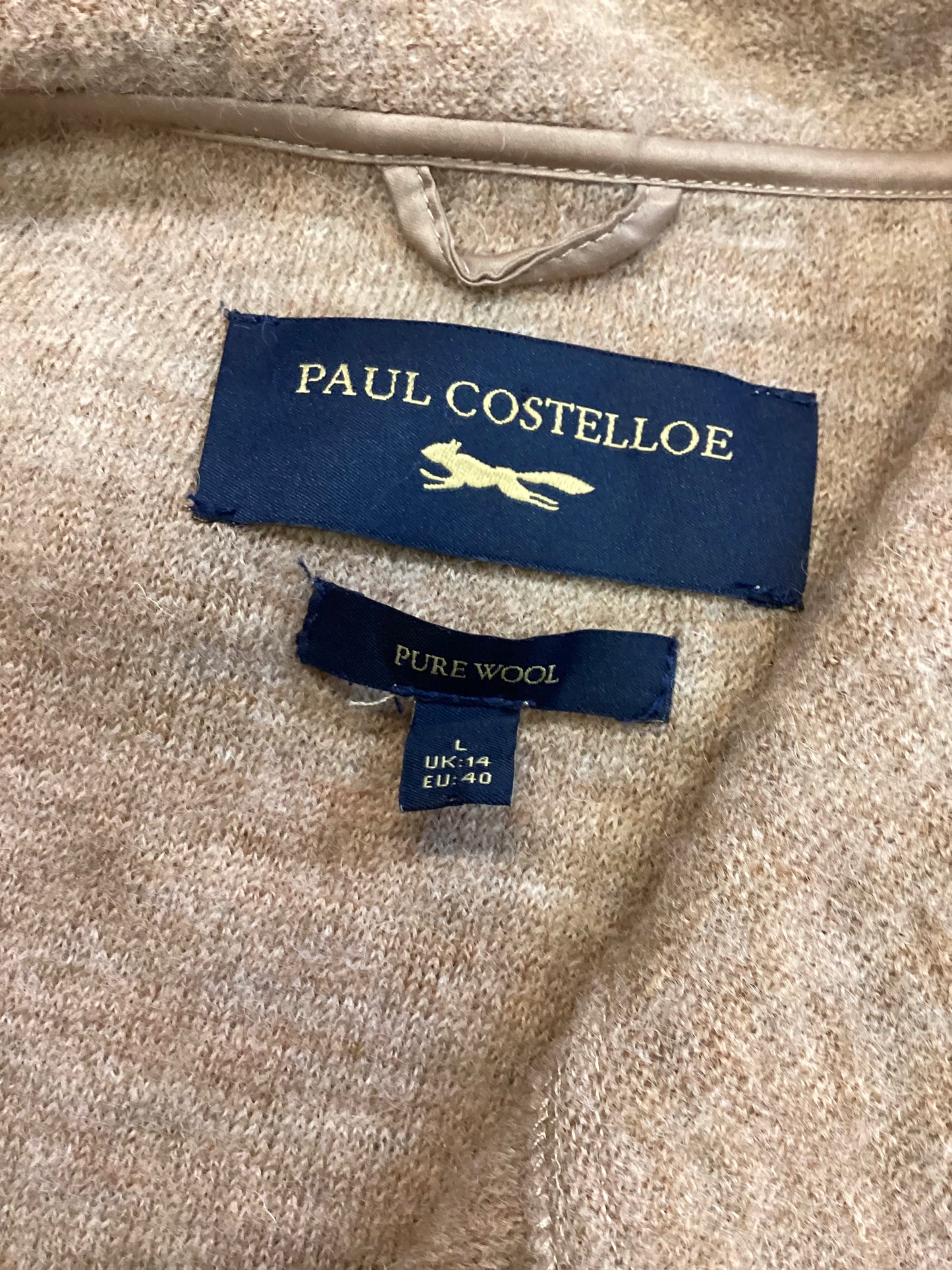 Paul Costelloe Beige Wool Coatigan Size 14