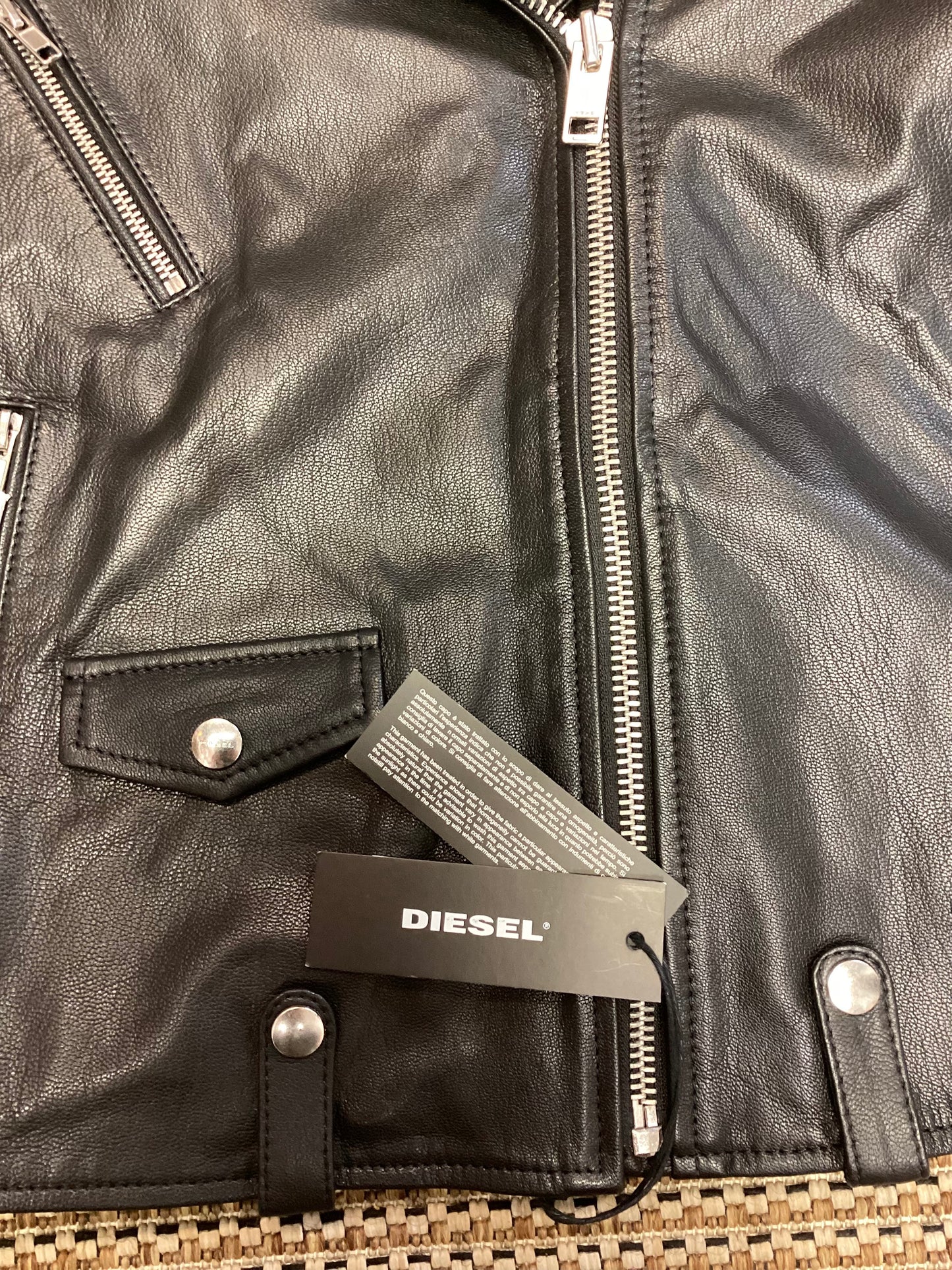 BNWT Diesel Black Leather Jacket Size XL