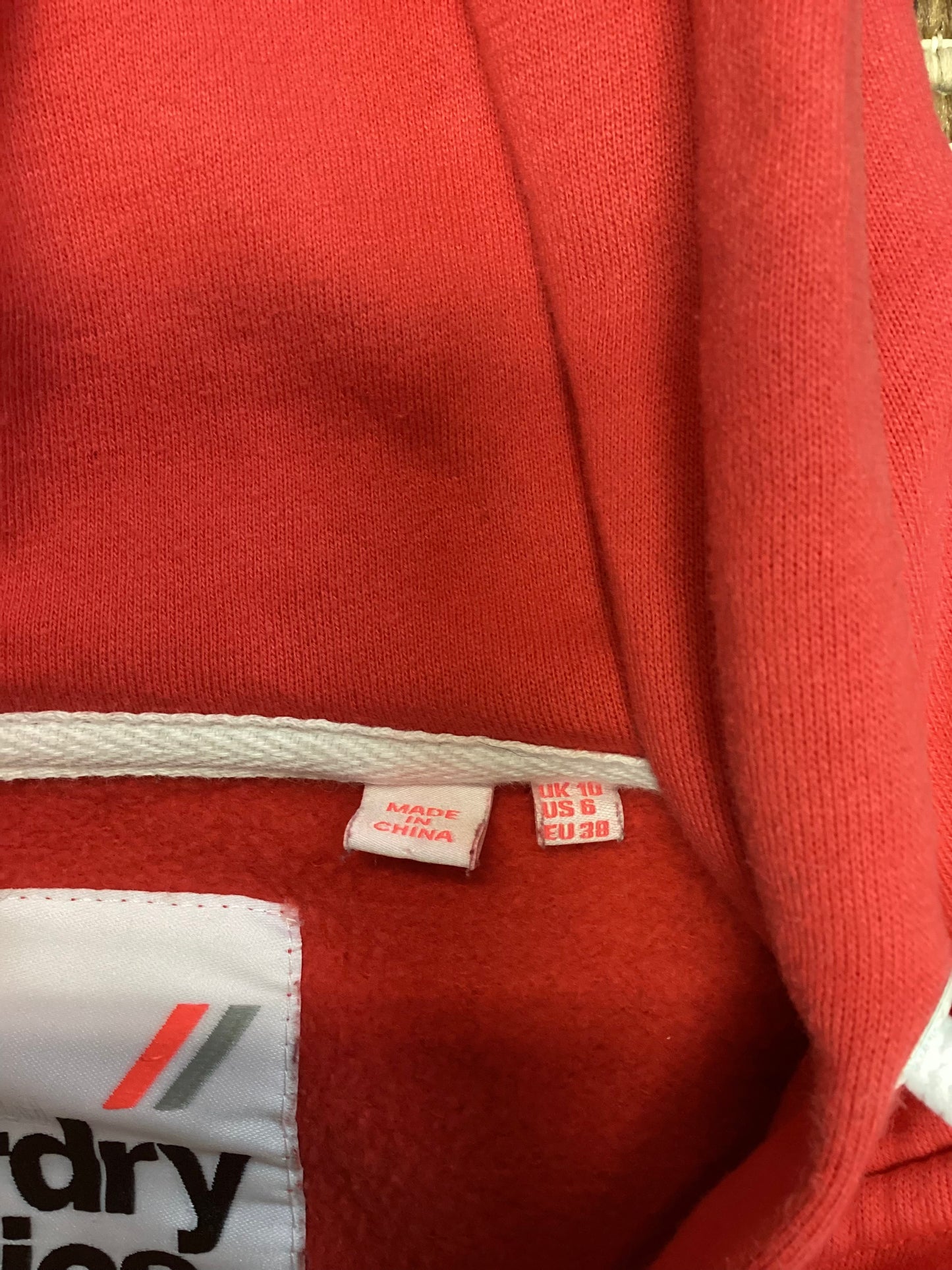 Superdry Red Zip-Up Hoodie Size 10