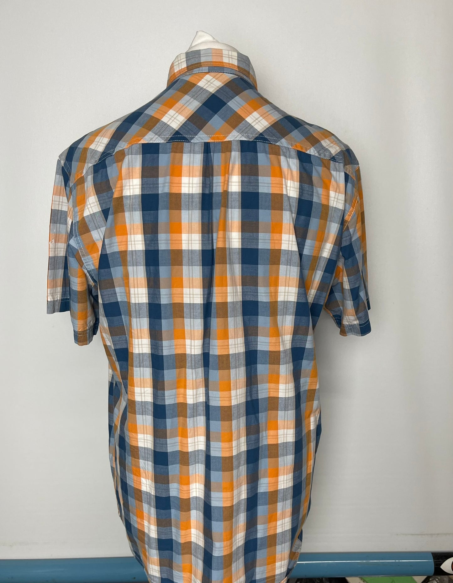 Quiksilver Blue and Orange Plaid Top XL