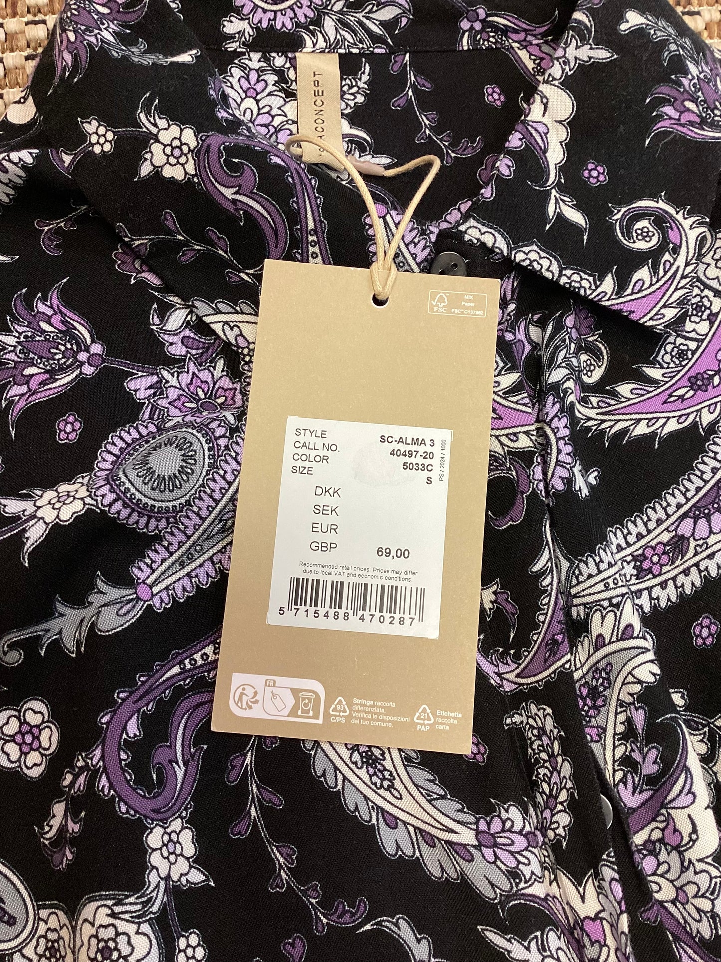 BNWT Soyaconcept Black & Purple Paisley Maxi Dress Size S