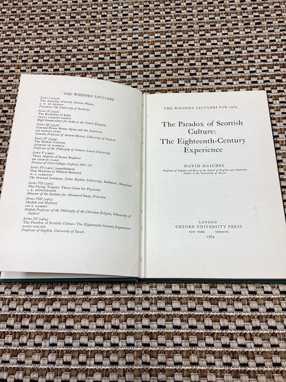 The Paradox of Scottish Culture: The Eighteenth Century Experience by David Daiches (1964)
