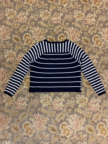 Karen Millen Navy & White Striped Cardigan Size 10