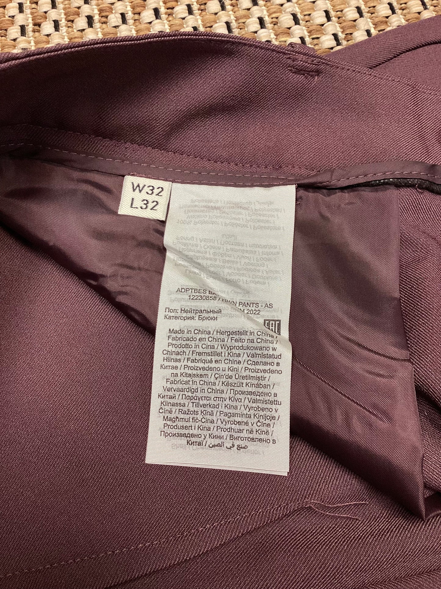 BNWT ADPT Purple 'Baytown' Trousers Size M