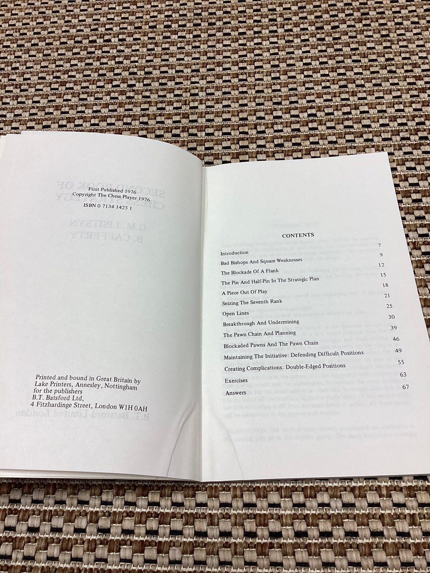 Second Book of Chess Strategy by G.M. Lisitsyn and B. Gafferty (1976)