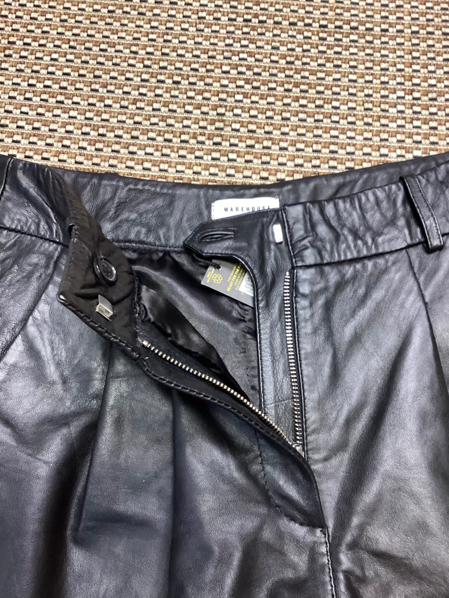 BNWT Warehouse Black Leather Shorts Size 12