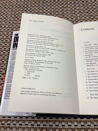 The Diamond Invention: An Expose of the International Diamond Monopoly by Edward Jay Epstein (1982)