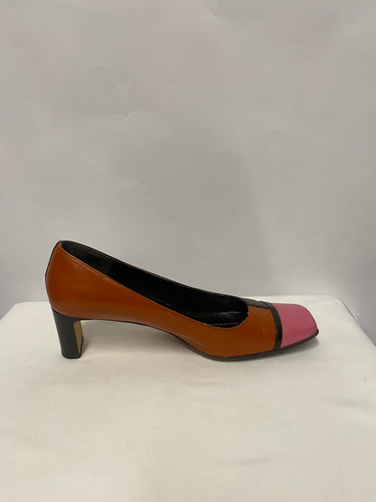 Kate Spade Pink and Orange Square Toe Low Block Heel 8.5