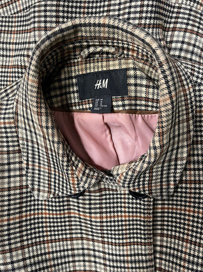 H&M Multi Colour Check Plaid Coat Size 16