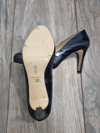 BNIB Hobbs London Julietta Patent Petrol Dark Blue Court Shoes Size 7.5