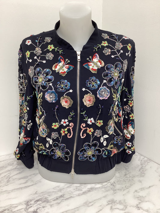 Needle & Thread, Butterfly Garden Sequin Beaded Embroidered Bomber Jacket, UK Size 8