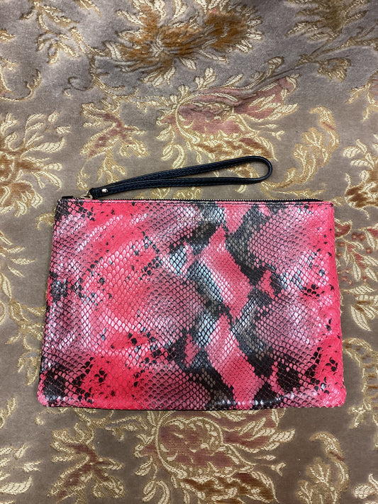 Coccinelle Pink Snakeskin Pattern Clutch Bag