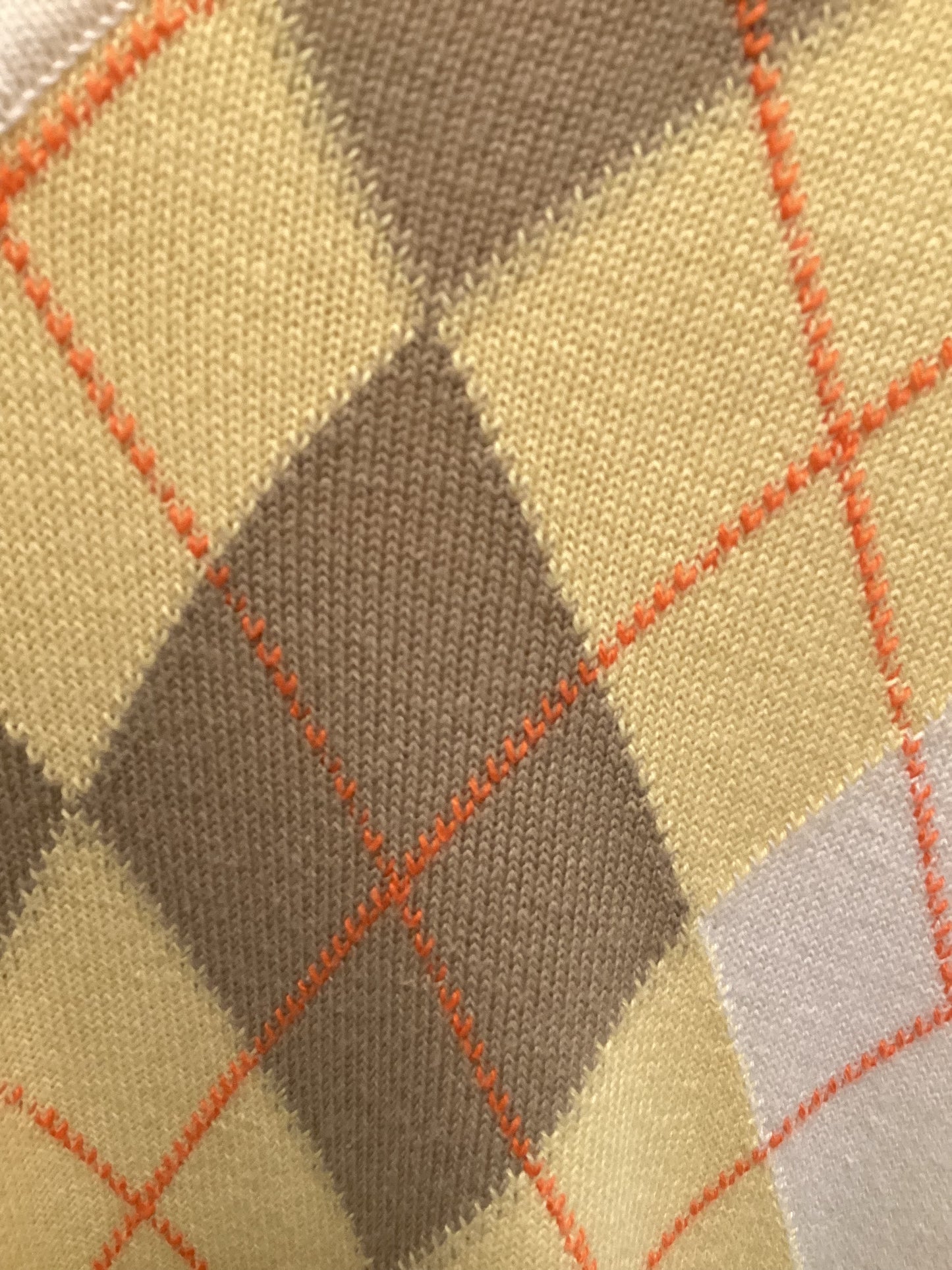 Pringle White, Yellow and Beige Men's Checked Sweater Medium
