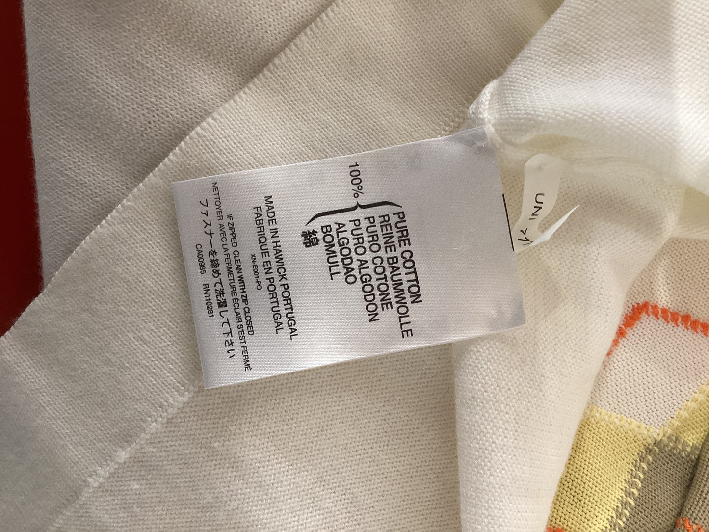 Pringle White, Yellow and Beige Men's Checked Sweater Medium