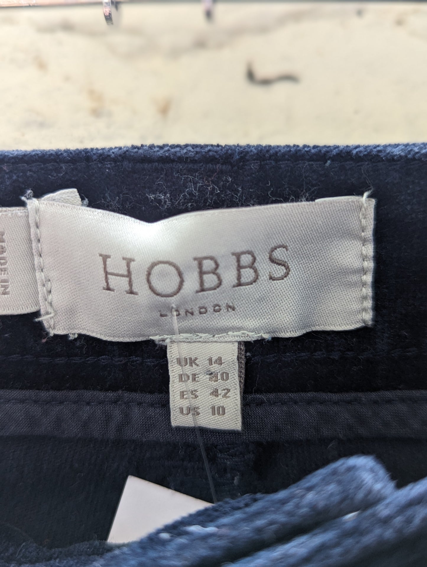 Hobbs Ladies Navy Dark Blue Velvet Trousers Size 14 Like New