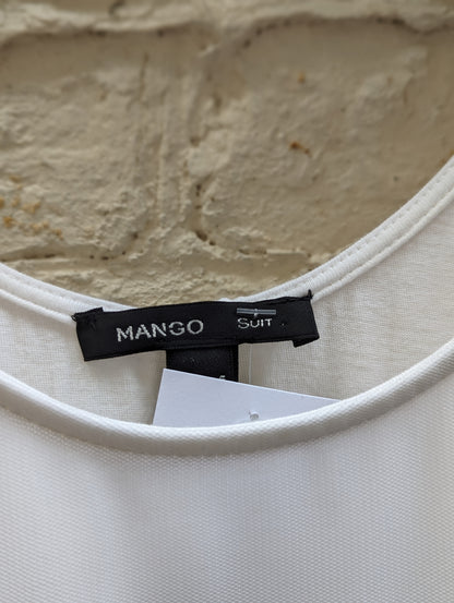 Mango Suit Ladies White Cotton Mesh Vest Summer Dress Size Small Good Condition
