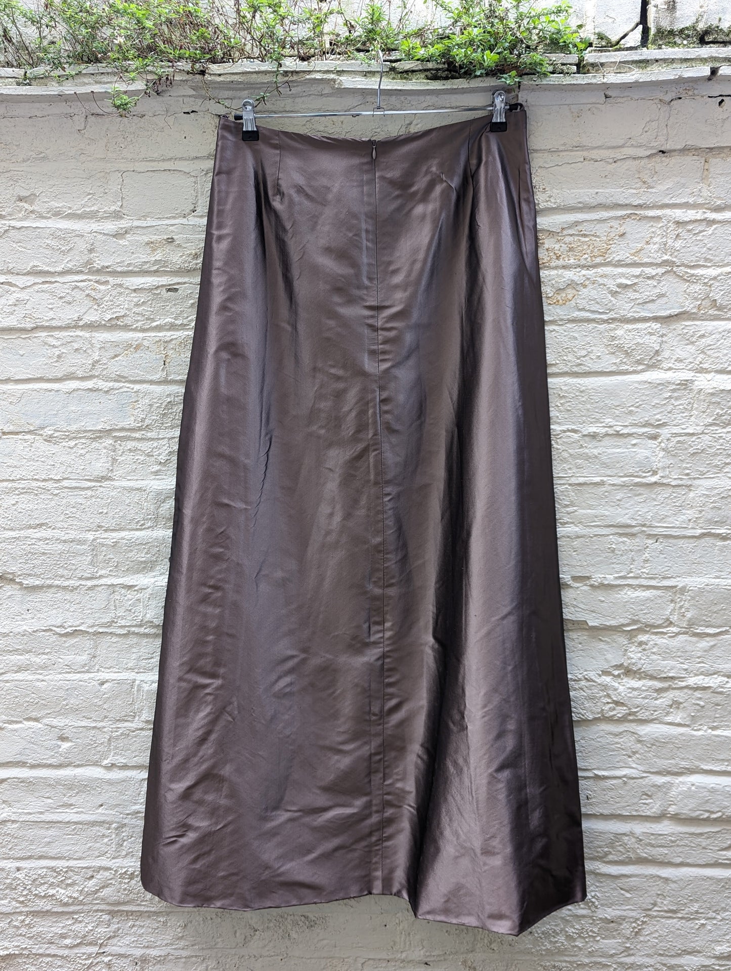 Monsoon Ladies Purple Long Shiny Metallic Taffeta A-Line Skirt Size 16 Good Condition