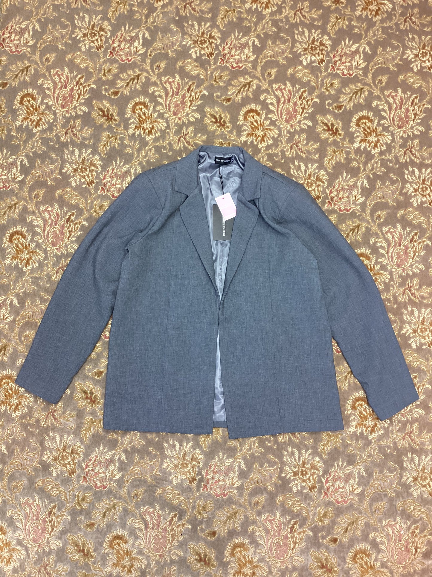 BNWT Pretty Little Thing Grey Oversized Blazer Size 12 RRP £50