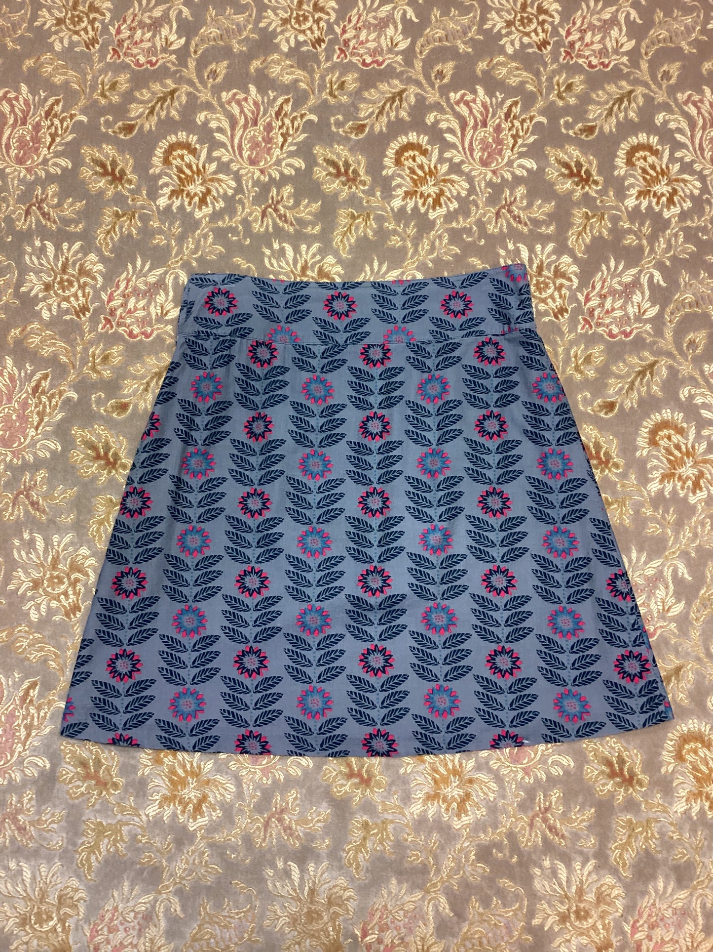 Seasalt Grey Floral Corduroy Mini Skirt Size 14