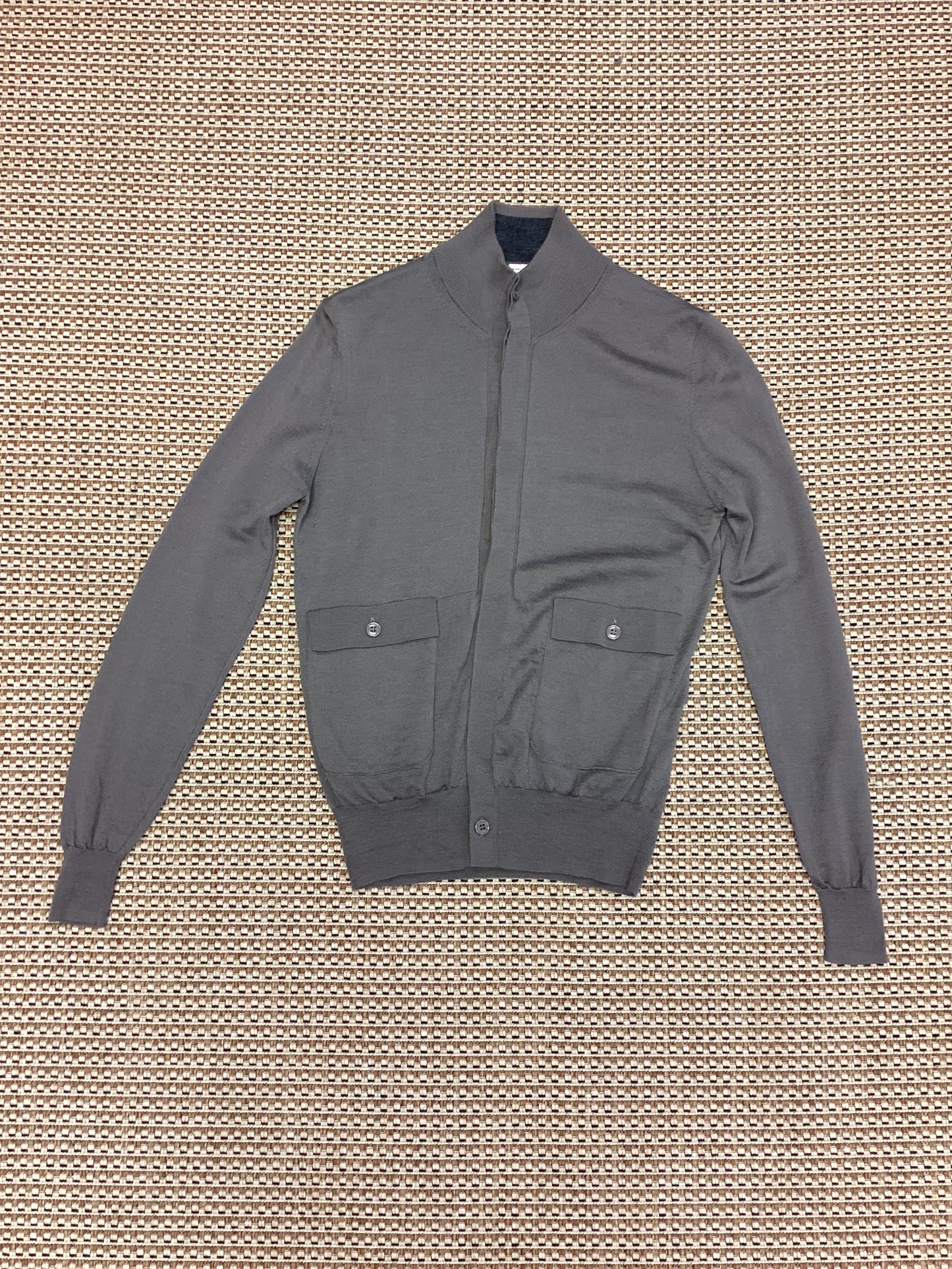 Paolo Pecora Milano Taupe Brown Merino Wool Cardigan Size S