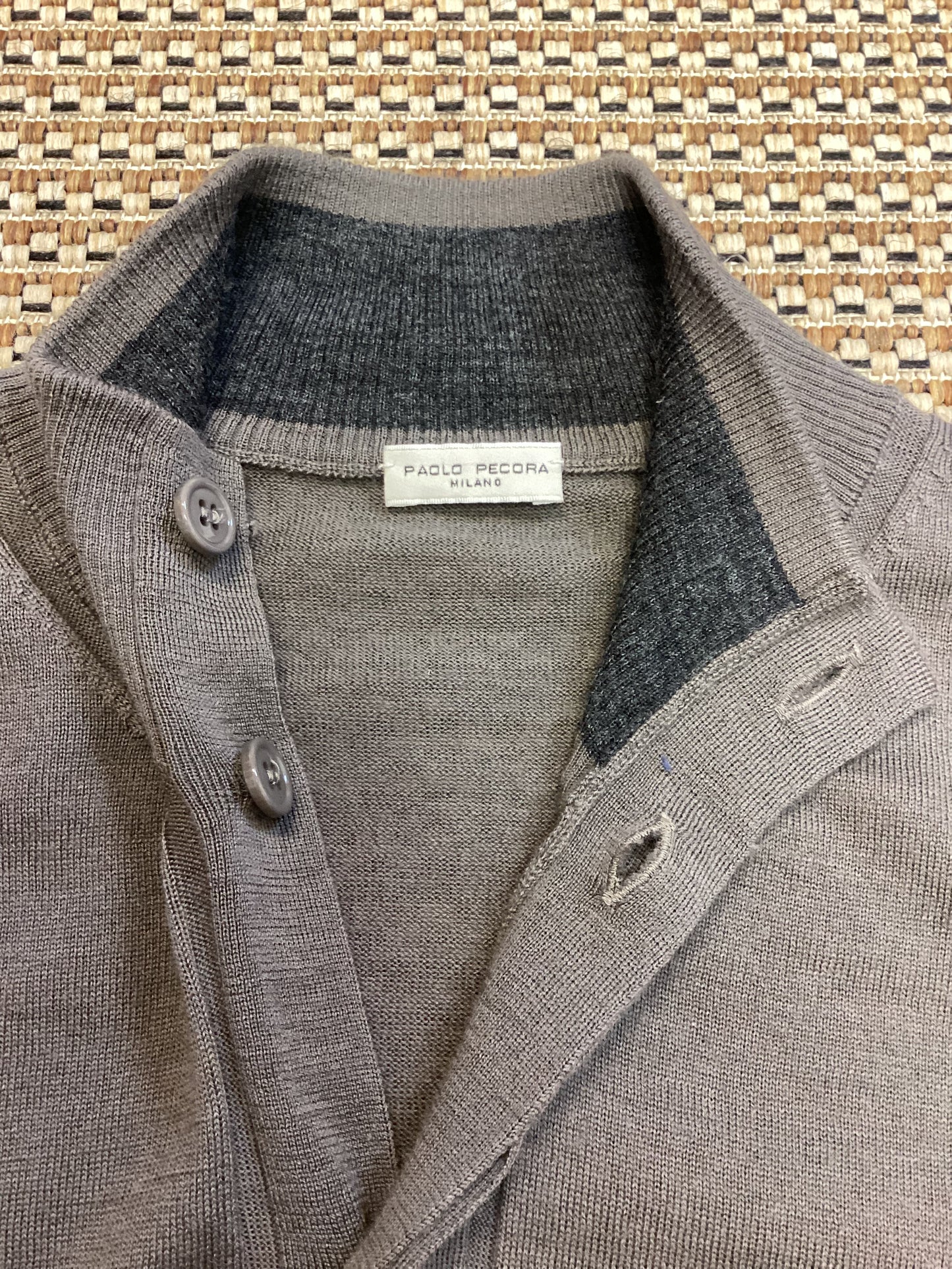 Paolo Pecora Milano Taupe Brown Merino Wool Cardigan Size S