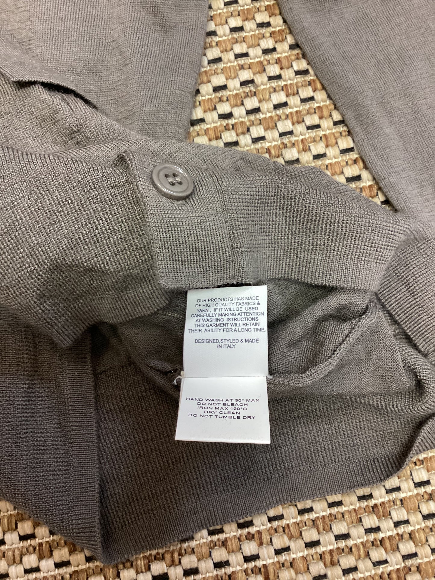 Paolo Pecora Milano Taupe Brown Merino Wool Cardigan Size S