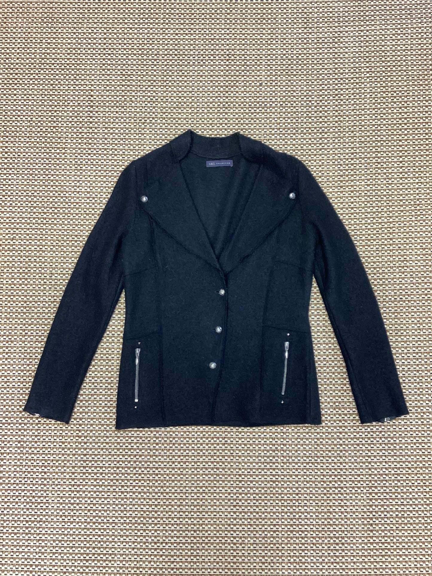 Marks and Spencer Black Wool-Blend Cardigan Size 10