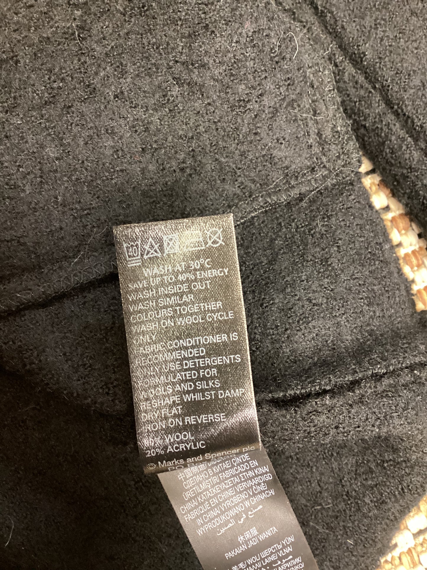 Marks and Spencer Black Wool-Blend Cardigan Size 10