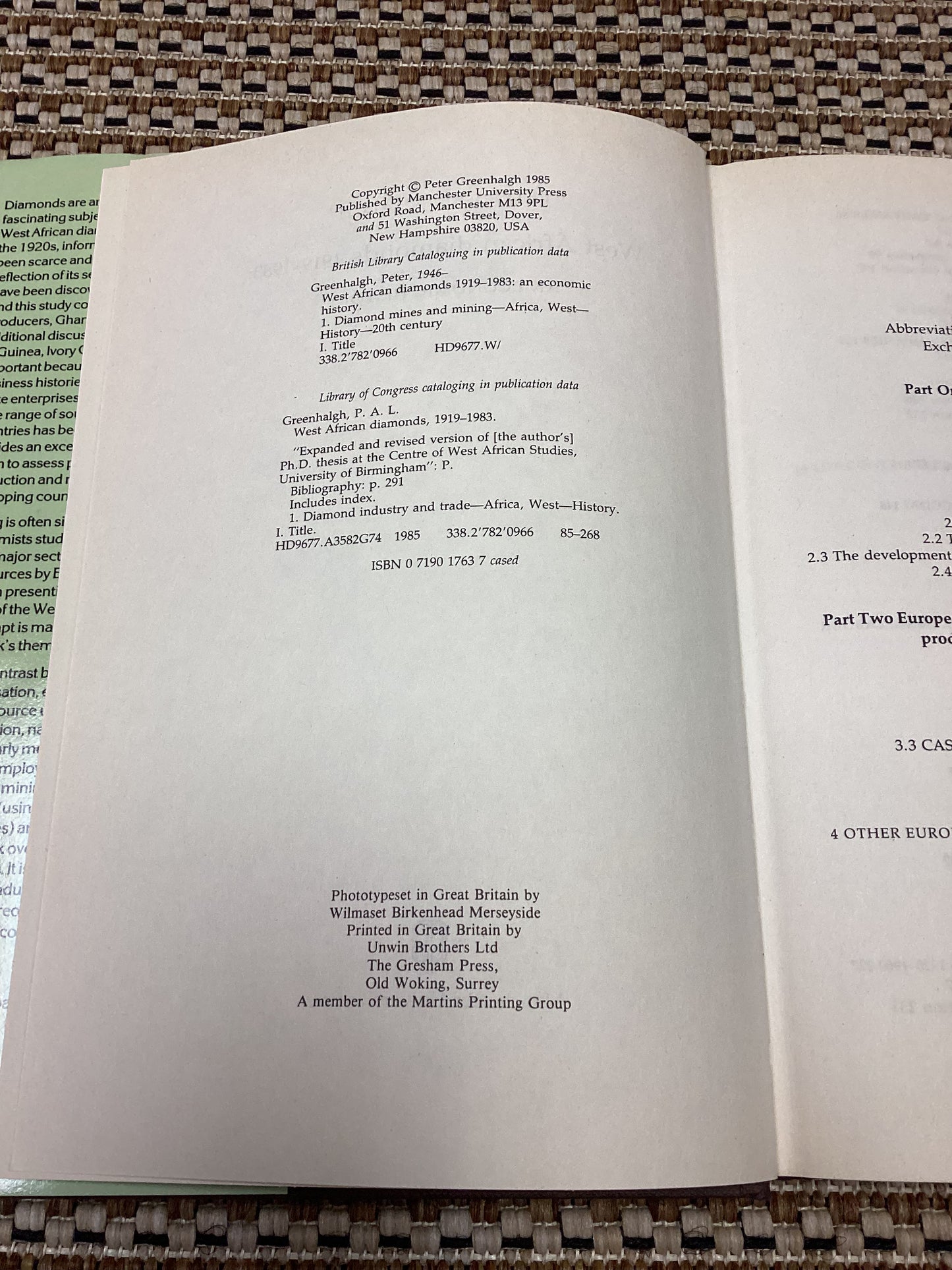 West African Diamonds 1919-83: An Economic History by Peter Greenhalgh (1985)
