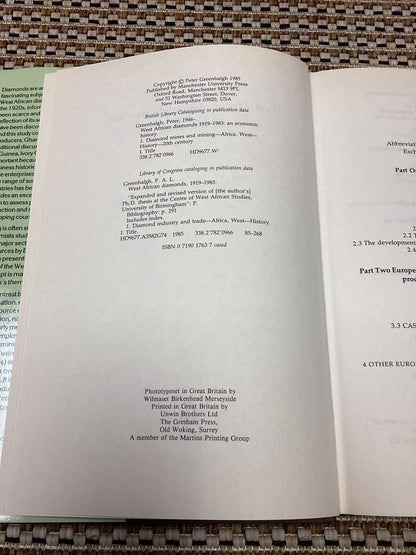 West African Diamonds 1919-83: An Economic History by Peter Greenhalgh (1985)