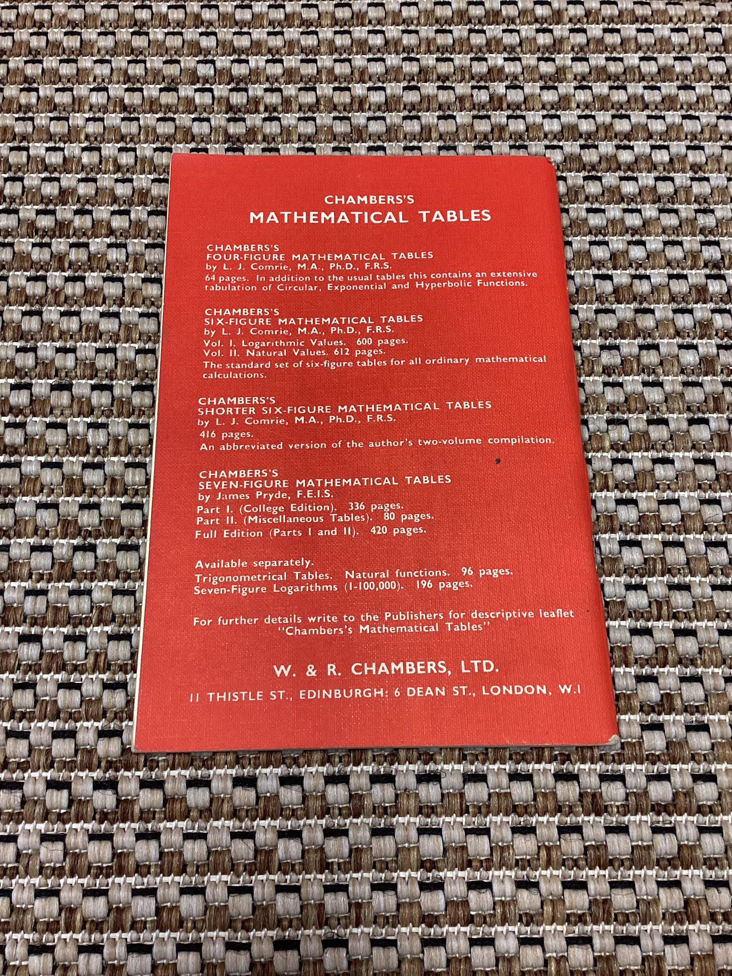 Knott's Four-Figure Mathematical Tables by L.J. Comrie (1963)