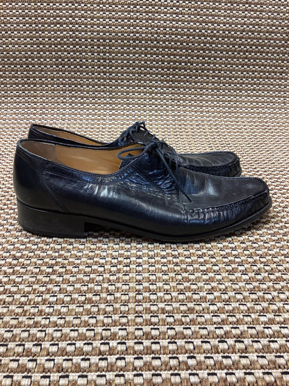 Vintage Grenson Black Leather Lace-Up Moccasins Size 10.5