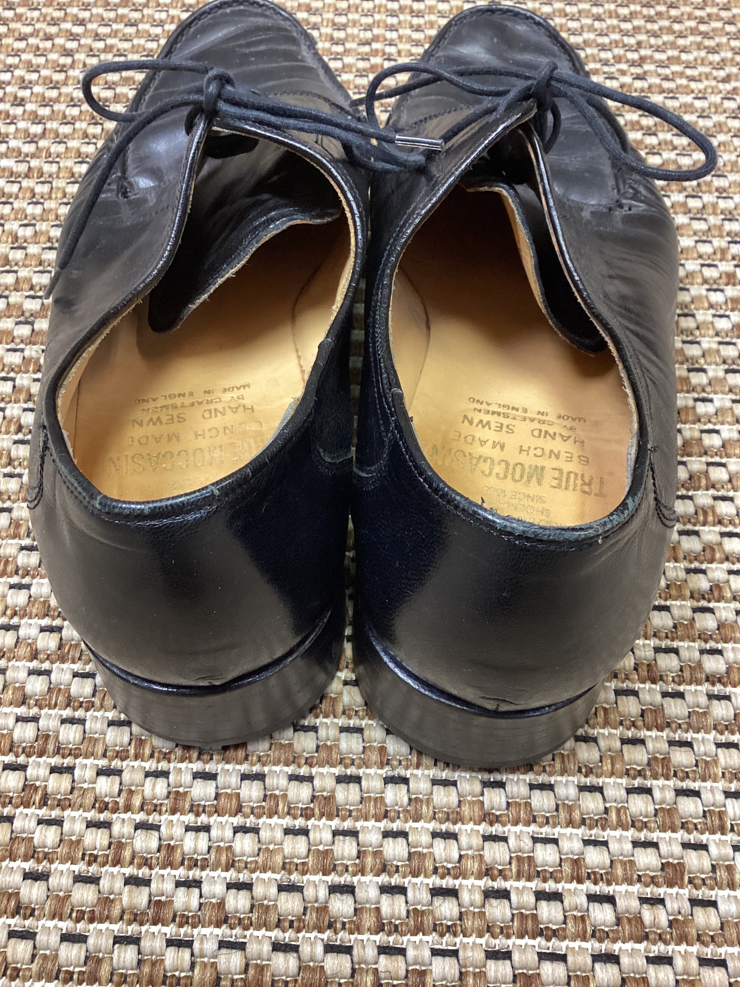 Vintage Grenson Black Leather Lace-Up Moccasins Size 10.5