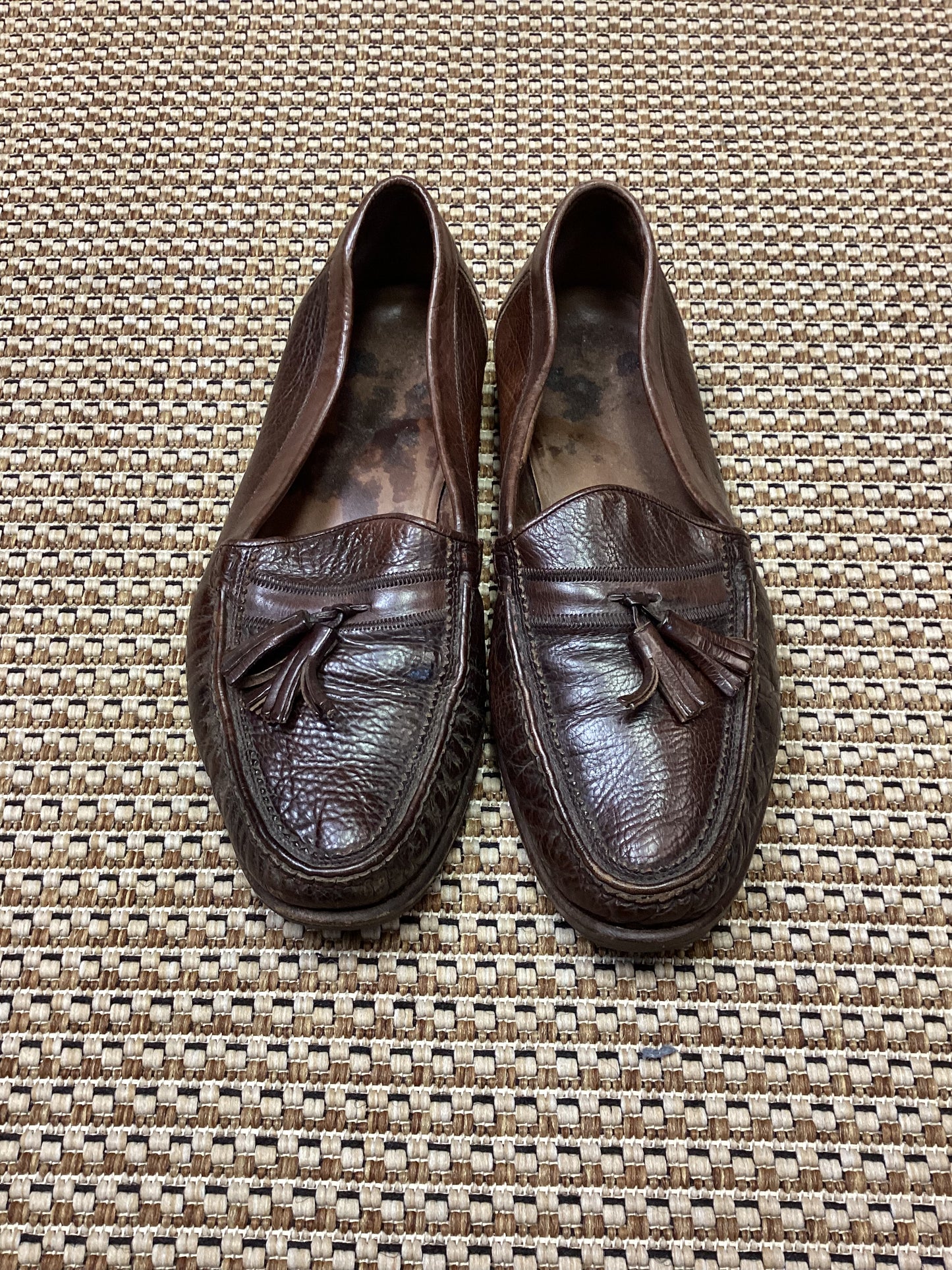 Vintage Florsheim Brown Royal Imperial Leather Loafers Size 9.5