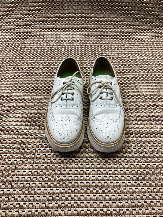 Grenson Cream Faux Leather 'Emily' Brogues Size 4