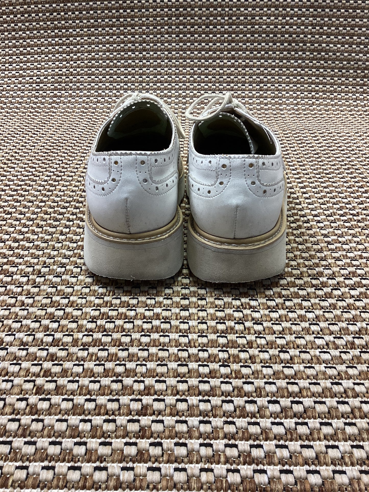 Grenson Cream Faux Leather 'Emily' Brogues Size 4