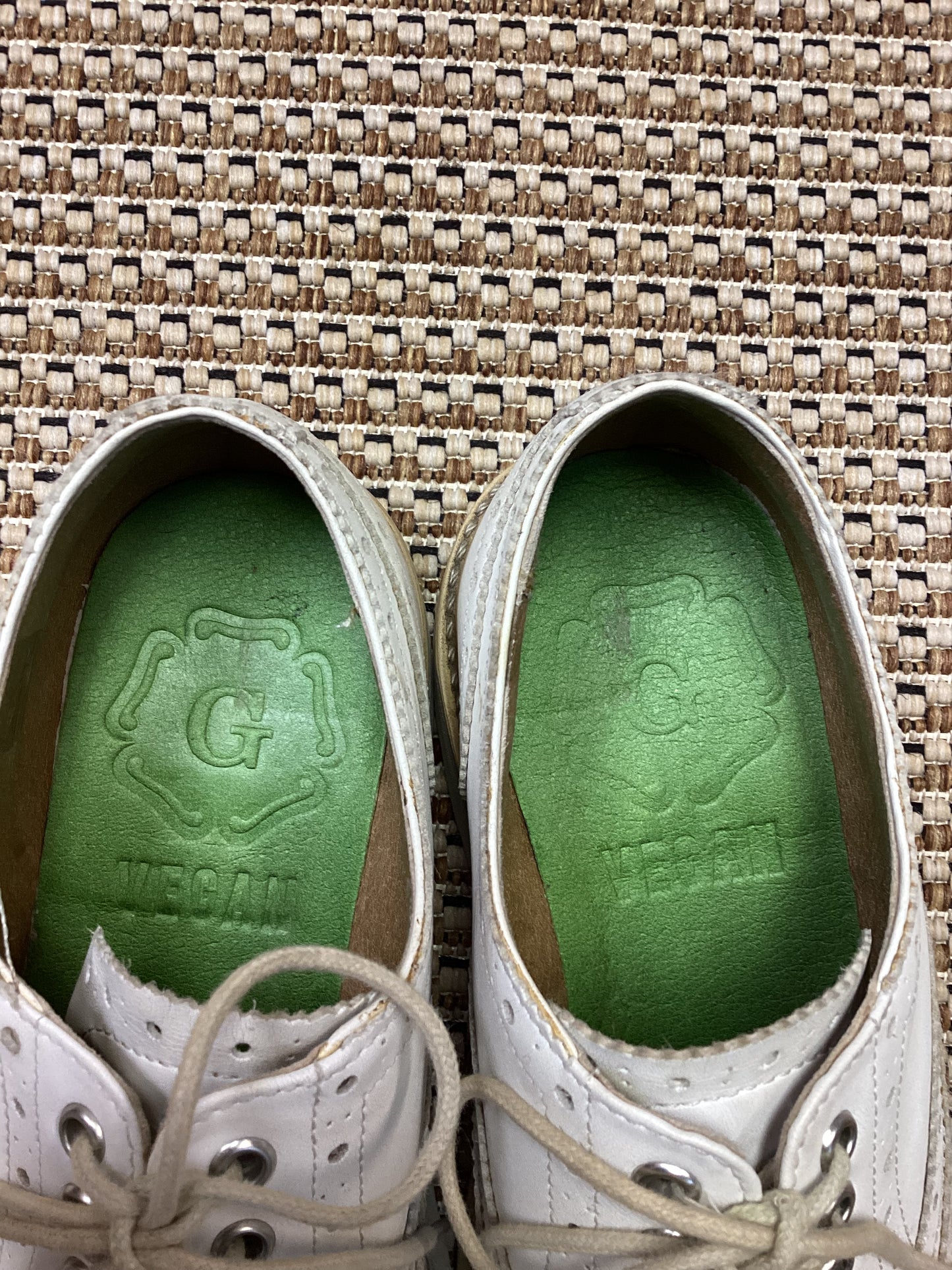 Grenson Cream Faux Leather 'Emily' Brogues Size 4