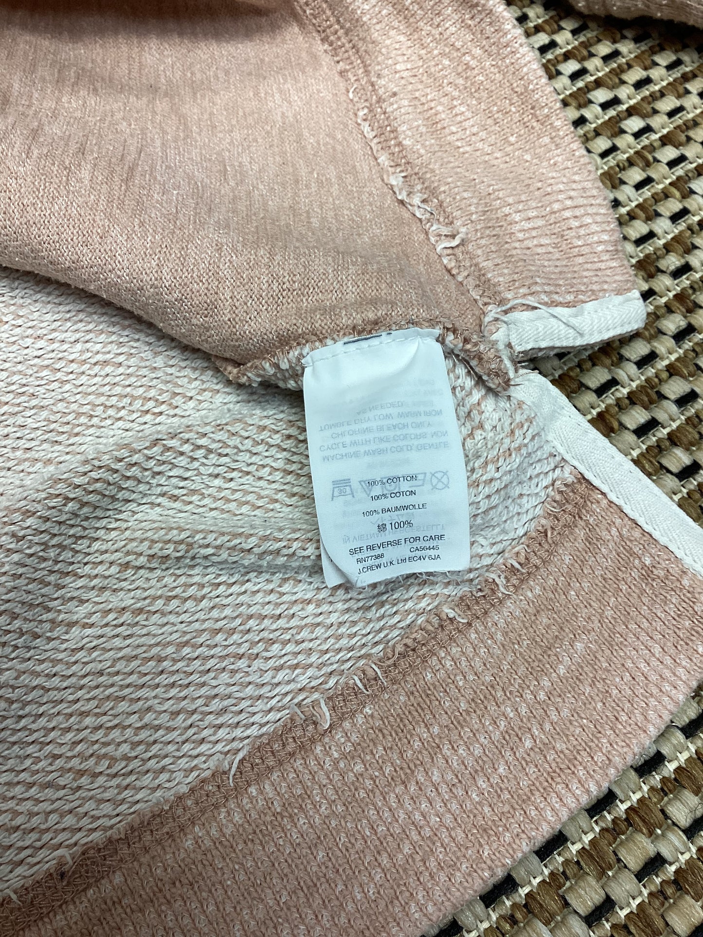 J. Crew Pink Cowl Neck Cotton Sweatshirt Size L