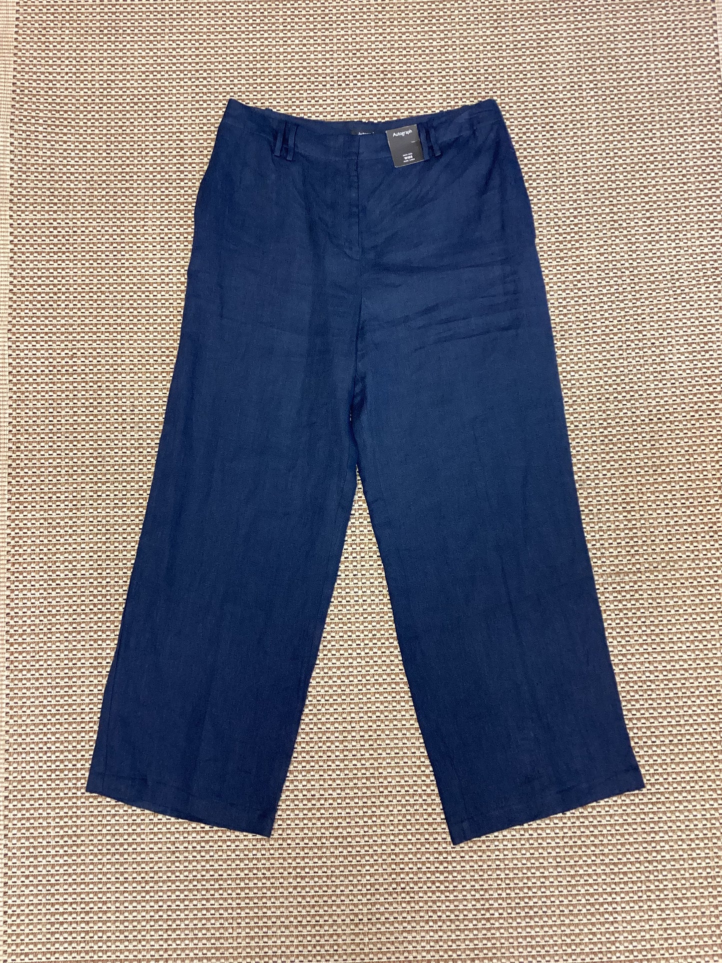 BNWT Autograph Navy Blue Linen Trousers Size 16