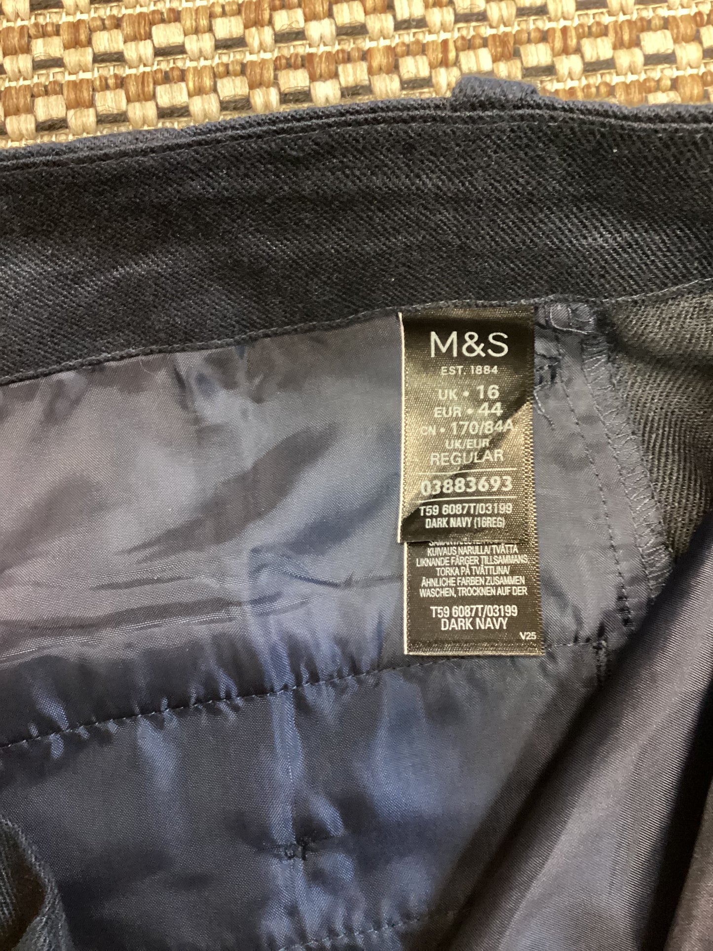 BNWT Autograph Navy Blue Linen Trousers Size 16